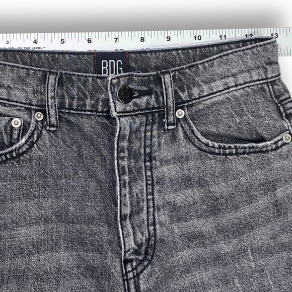 BDG Urban Outfitters Slim Straight Jeans Women 25 Black Distressed Button Custom - Picture 11 of 16